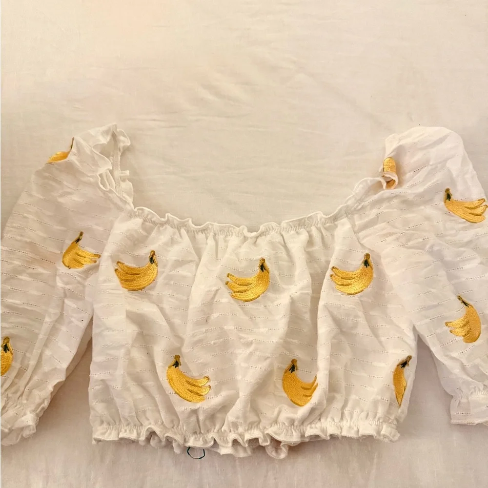 Show Me Your MuMu Embroidered Cropped White Blouse - Picture 1 of 3